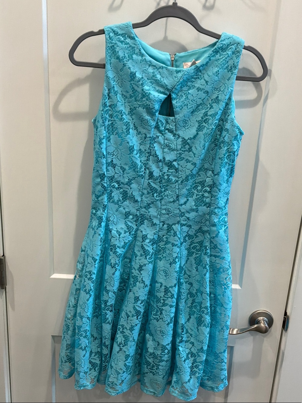 Women’s Db Established 1962 Turquoise Lace A-Line Mini Dress Sleeveless